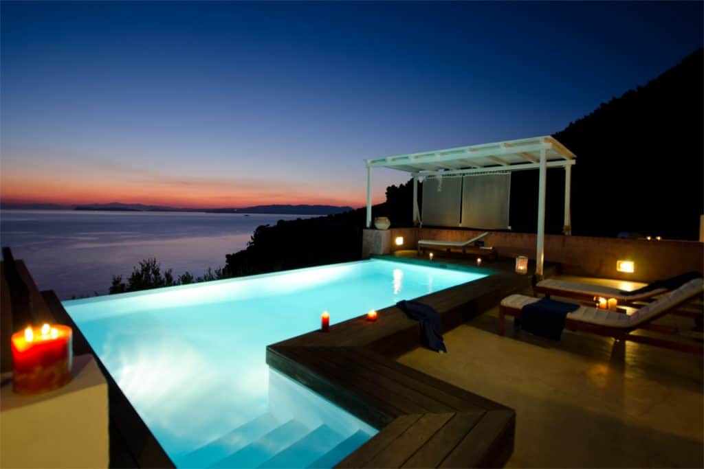 Villa Cybele in Skopelos, Greece, pool view, by Olive Villa Rentals