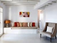 Villa Alistaire in Mykonos Greece, couch, by Olive Villa Rentals