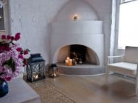 Pool Villa Selene in Skopelos Greece, fireplace, by Olive Villa Rentals