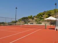 Villa Azzuro in Aegina Greece, tennis court, by Olive Villa Rentals