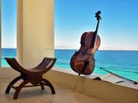 Villa Azzuro in Aegina Greece, balcony view, by Olive Villa Rentals