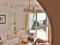 Villa Adelasia in Mykonos Greece, living room, by Olive Villa Rentals