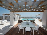 Villa- Martini-Mykonos-by-Olive-Villa-Rentals-exterior-pool-area-dining-room