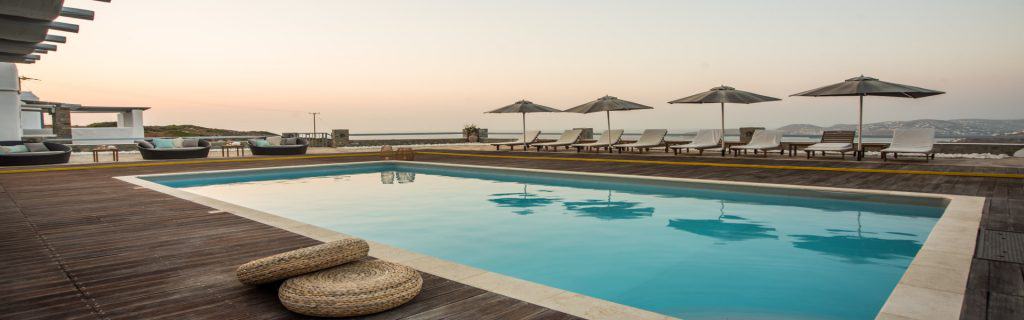 Villa-Coco-Paros-by-Olive-Villa-Rentals-pool-area-evening-sunset-views