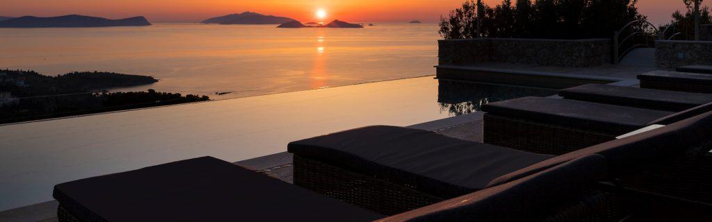 featured-Villa- Lilium -Spetses-by-Olive-Villa-Rentals-pool-area-sunset