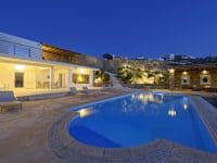 Villa-Delos Mare-Mykonos-by-Olive-Villa-Rentals-pool-area-night