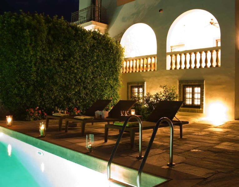 Villa-Corinna-Spetses-by-Olive-Villa-Rentals-pool-area-night-lights