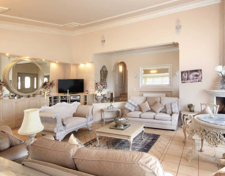 Villa Aristi in Athens, indoor living room, by Olive Villa Rentals