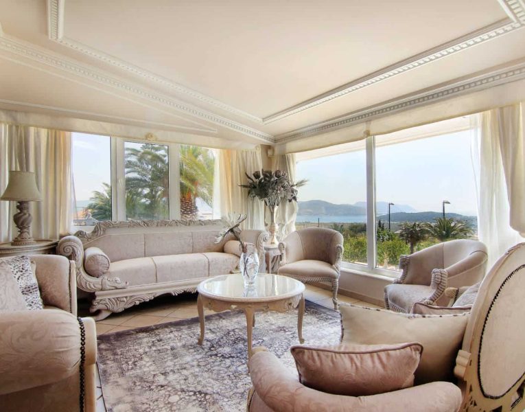 Villa Aristi in Athens, indoor living room, by Olive Villa Rentals