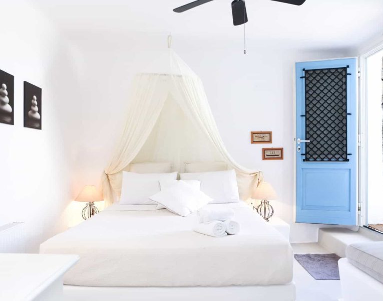 Villa Adelasia in Mykonos Greece, bedroom, by Olive Villa Rentals
