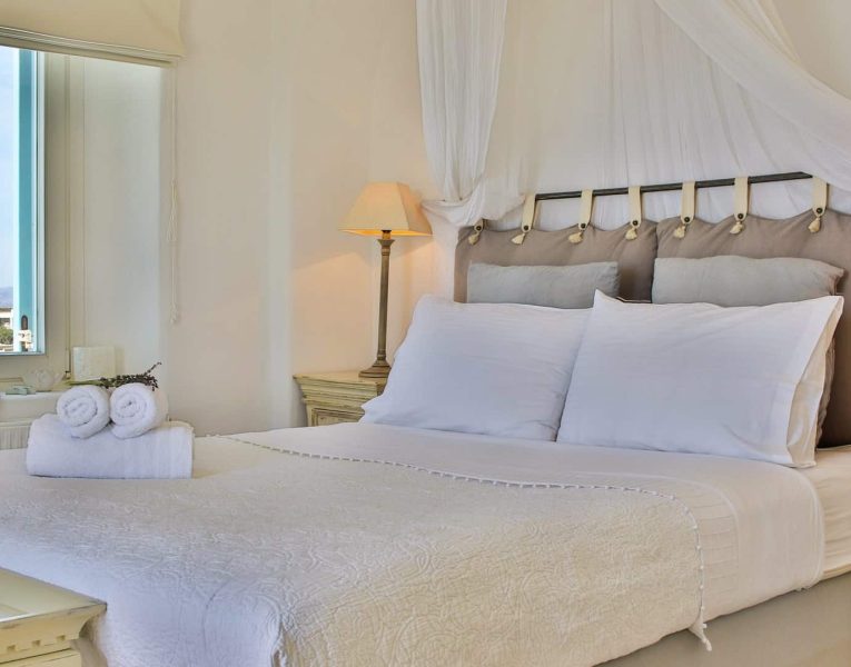 Villa Adelasia in Mykonos Greece, bedroom, by Olive Villa Rentals