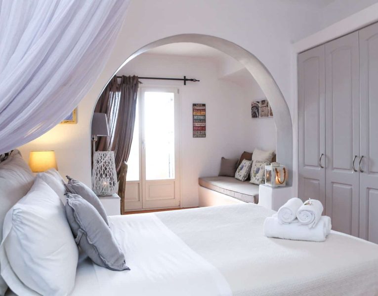 Villa Adelasia in Mykonos Greece, bedroom, by Olive Villa Rentals