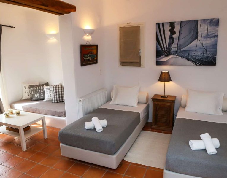 Villa Adelasia in Mykonos Greece, bedroom, by Olive Villa Rentals