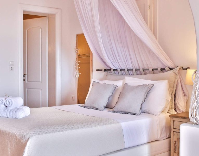 Villa Adelasia in Mykonos Greece, bedroom, by Olive Villa Rentals