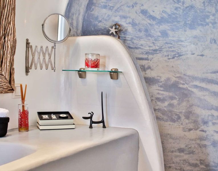 Villa Adelasia in Mykonos Greece, bathroom, by Olive Villa Rentals
