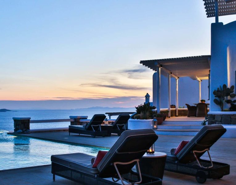 Villa Adelasia in Mykonos Greece, facade, by Olive Villa Rentals