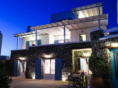Villa Adelasia in Mykonos Greece, facade, by Olive Villa Rentals