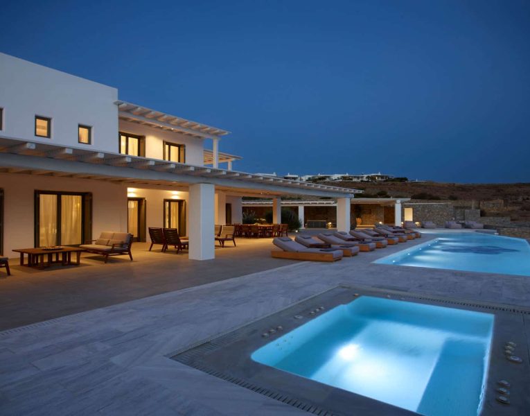 Villa-Reina-Mykonos-by-Olive-Villa-Rentals-night-exterior