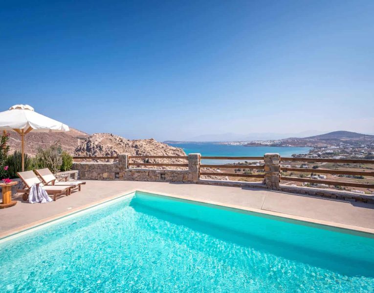 Villa Ninemia in Paros Greece, pool, by Olive Villa Rentals