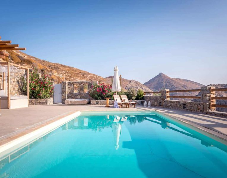 Villa Ninemia in Paros Greece, pool, by Olive Villa Rentals