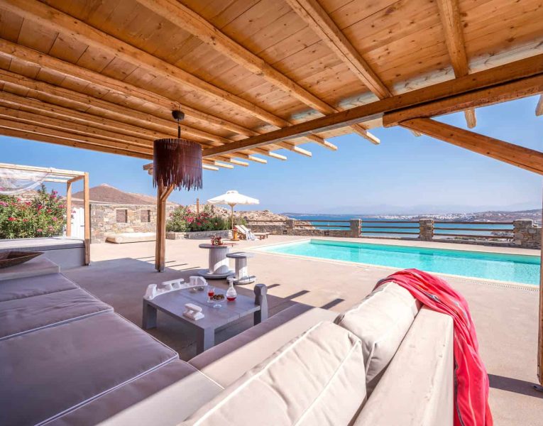 Villa Ninemia in Paros Greece, pool, by Olive Villa Rentals