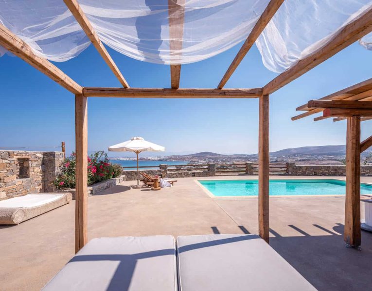 Villa Ninemia in Paros Greece, pool, by Olive Villa Rentals