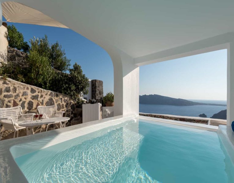 Casa Bianca in Santorini Greece, pool, by Olive Villa Rentals