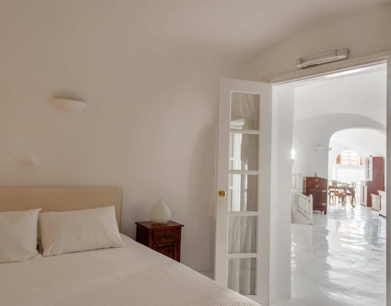 Casa Bianca in Santorini Greece, bedroom, by Olive Villa Rentals