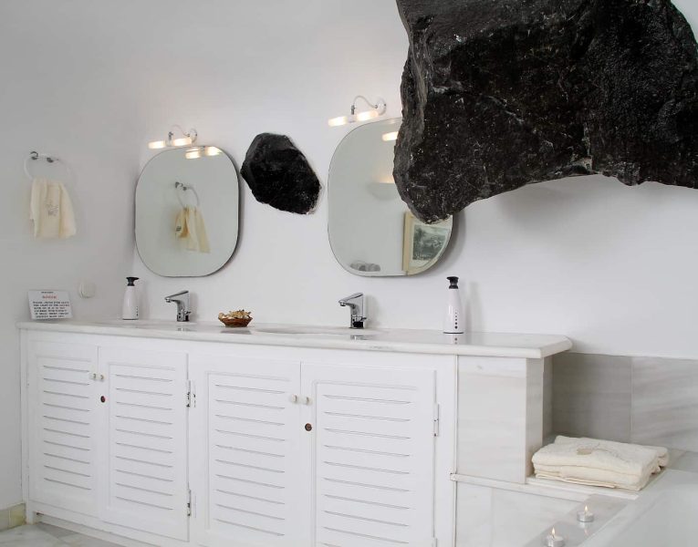 Casa Bianca in Santorini Greece, bathroom, by Olive Villa Rentals
