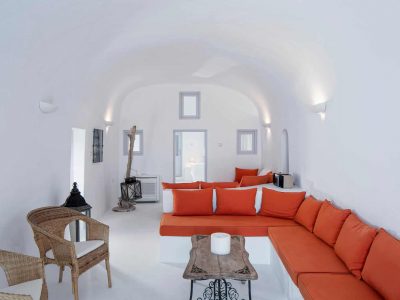 Villa Dulcinea in Santorini Greece, Living room, by Olive Villa Rentals