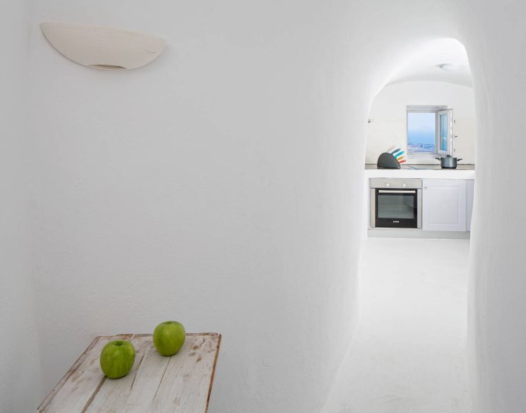 Villa Dulcinea in Santorini Greece, kitchen, by Olive Villa Rentals