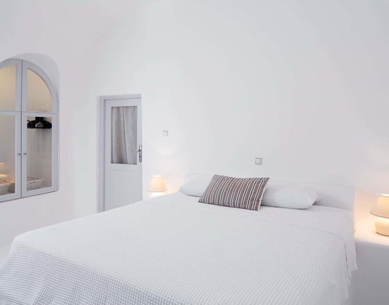 Villa Dulcinea in Santorini Greece, bedroom, by Olive Villa Rentals