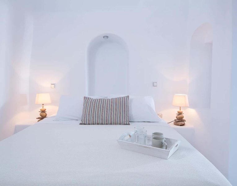 Villa Dulcinea in Santorini Greece, bedroom, by Olive Villa Rentals