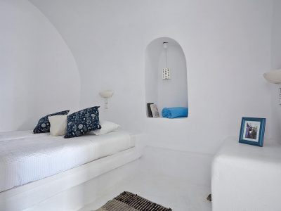 Villa Dulcinea in Santorini Greece, bedroom, by Olive Villa Rentals