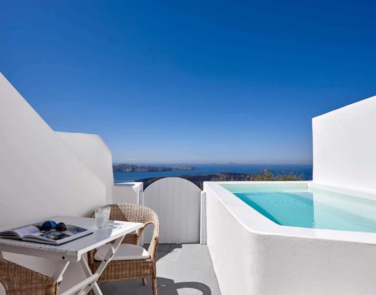 Villa Dulcinea in Santorini Greece, pool, by Olive Villa Rentals