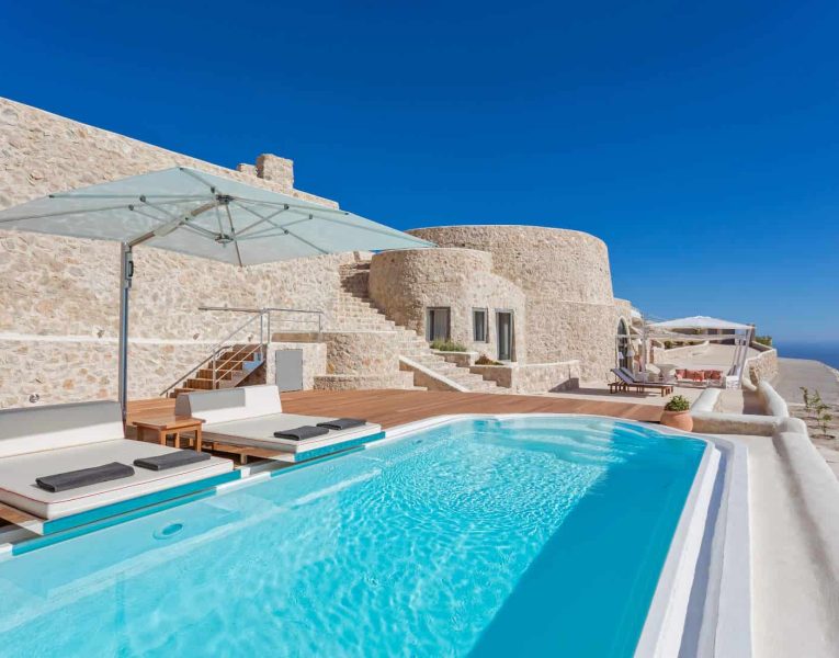 Villa Penelope in Santorini Greece, pool, by Olive Villa Rentals