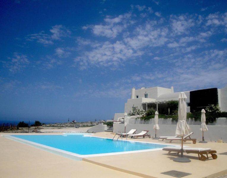 Santorini Greece, pool, by Olive Villa Rentals