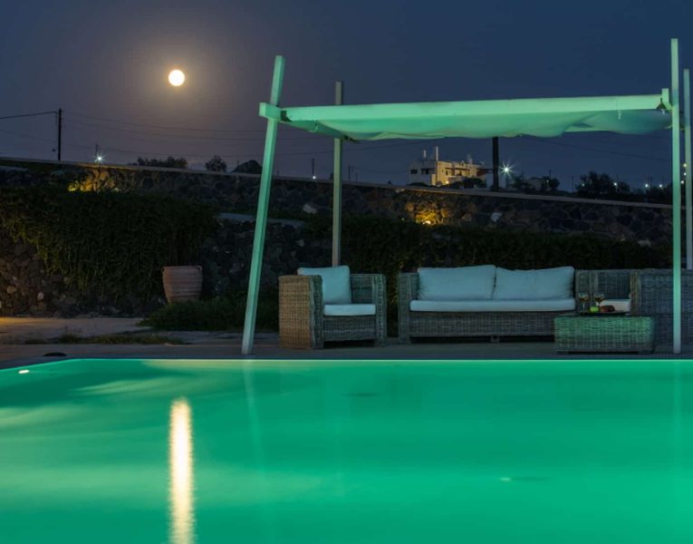 Villa Roccia Nera in Santorini Greece, pool, by Olive Villa Rentals