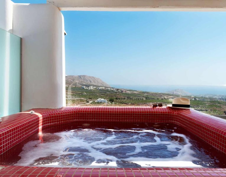 Villa Rosalin in Santorini, jacuzzi, by Olive Villa Rentals