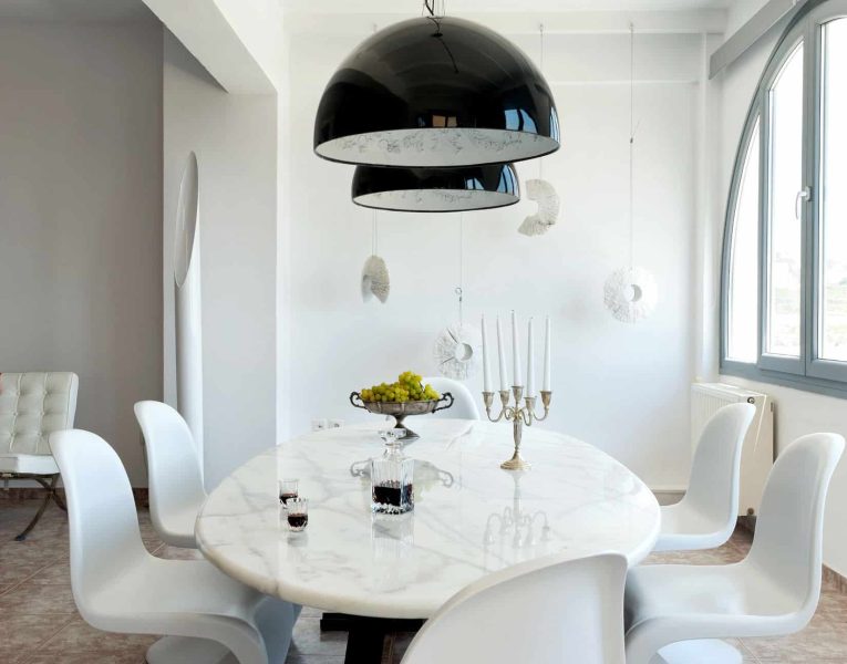 Villa Rosalin in Santorini, dining area, by Olive Villa Rentals