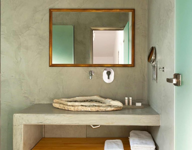 Villa Rosalin in Santorini, bathroom, by Olive Villa Rentals