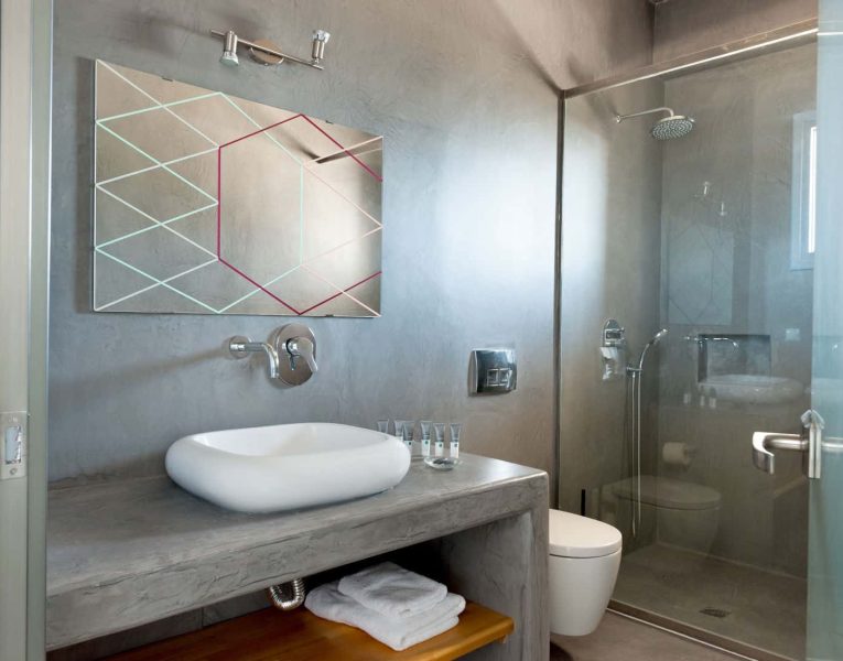 Villa Rosalin in Santorini, bathroom, by Olive Villa Rentals