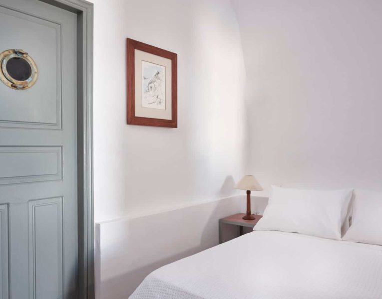 Villa Tramonto in Santorini Greece, bedroom, by Olive Villa Rentals