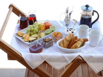 Villa Azzuro in Aegina Greece, breakfast, by Olive Villa Rentals