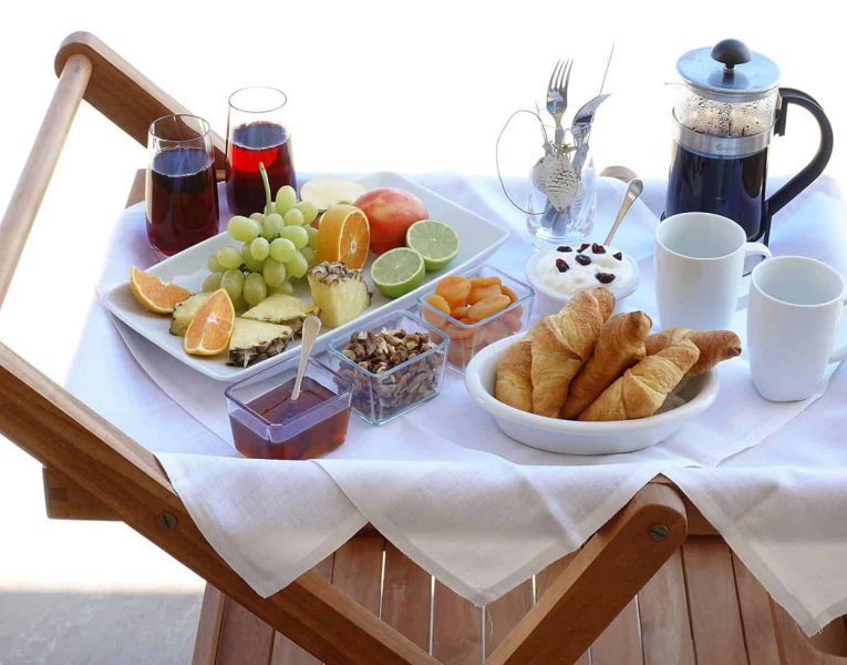 Villa Azzuro in Aegina Greece, breakfast, by Olive Villa Rentals