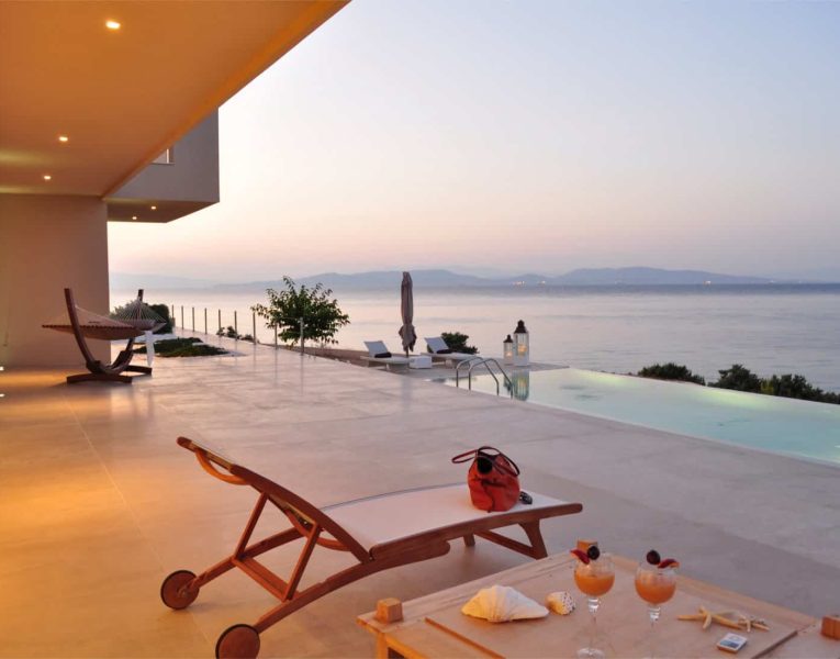 Villa Azzuro in Aegina Greece, pool view, by Olive Villa Rentals