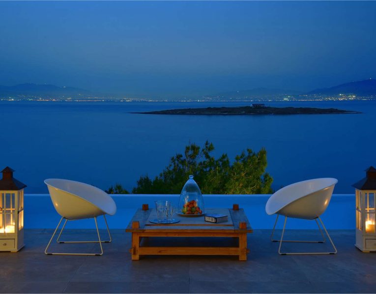 Villa Azzuro in Aegina Greece, sunset view, by Olive Villa Rentals
