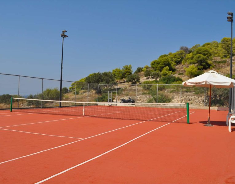 Villa Azzuro in Aegina Greece, tennis court, by Olive Villa Rentals