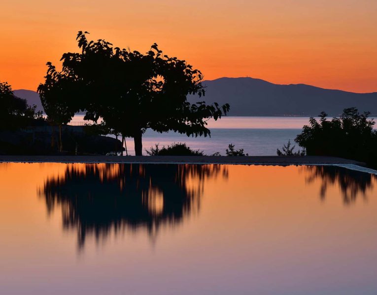 Villa Azzuro in Aegina Greece, sunset view, by Olive Villa Rentals