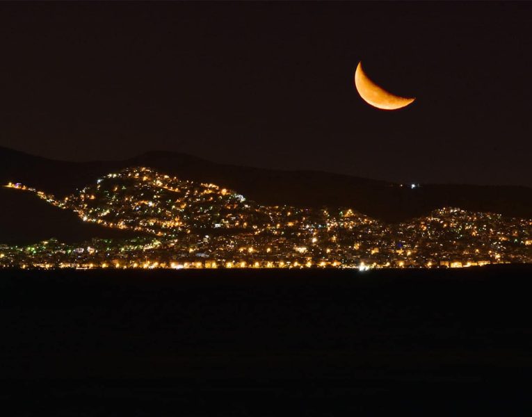 Villa Azzuro in Aegina Greece, night view, by Olive Villa Rentals